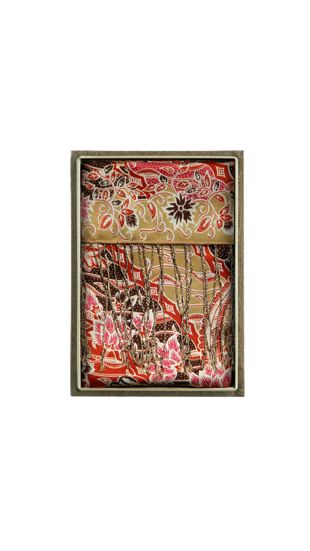 Syal Rumbai Merah Muda Coklat