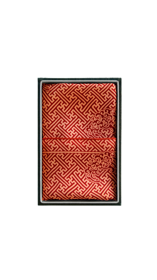 Scarf in Swastika Naga Red in a Box