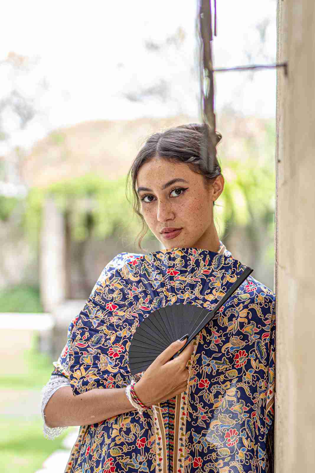 Scarf Fringe In Singapore Blue in Model 4th Pose