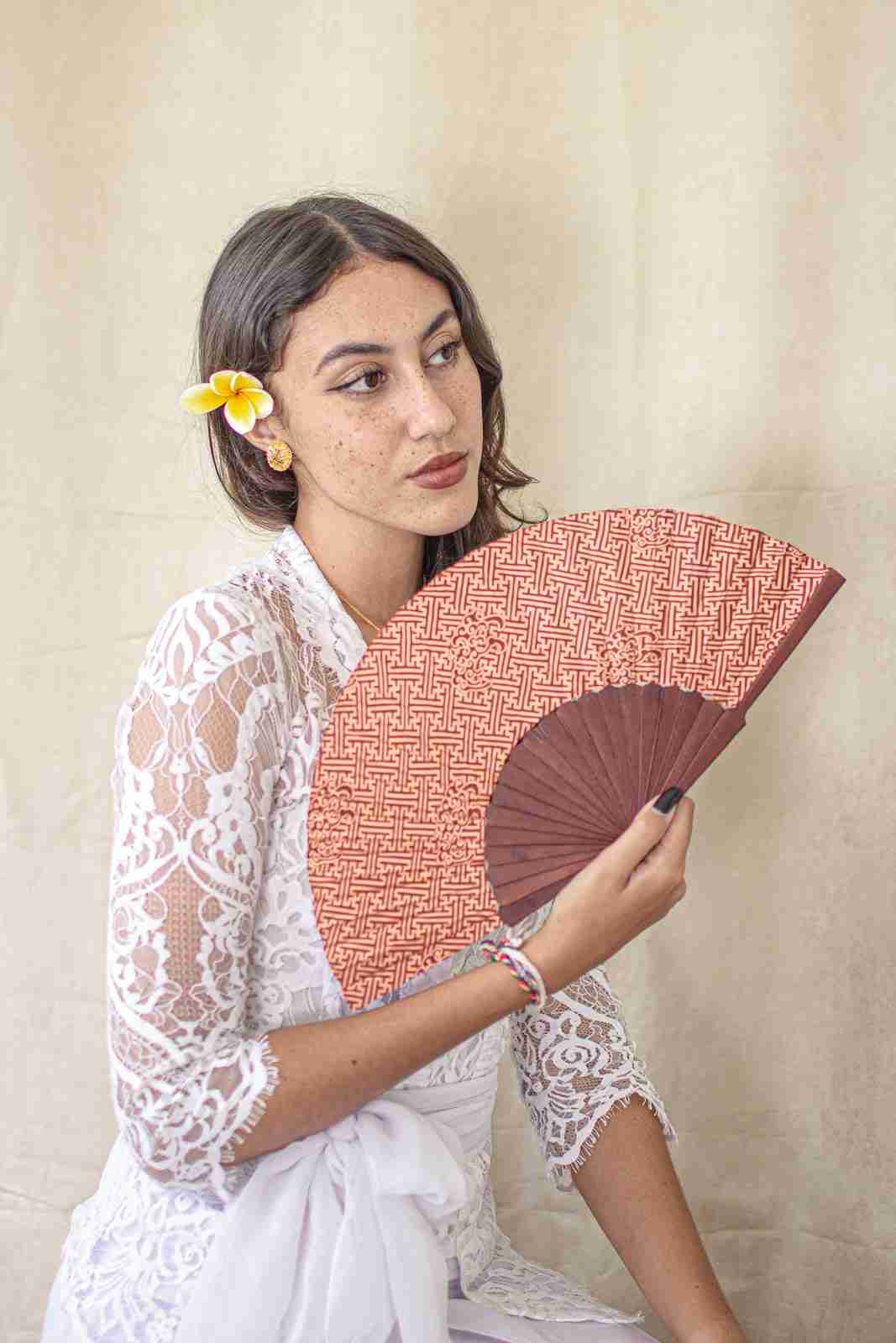 Fan In Swastika Naga Red in Model 2nd Pose