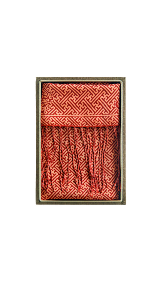 Scarf Fringe in Swastika Naga Red in a Box