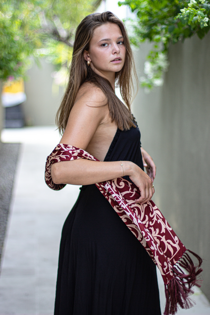 Shawl In Lamora Red in Model 2nd Pose