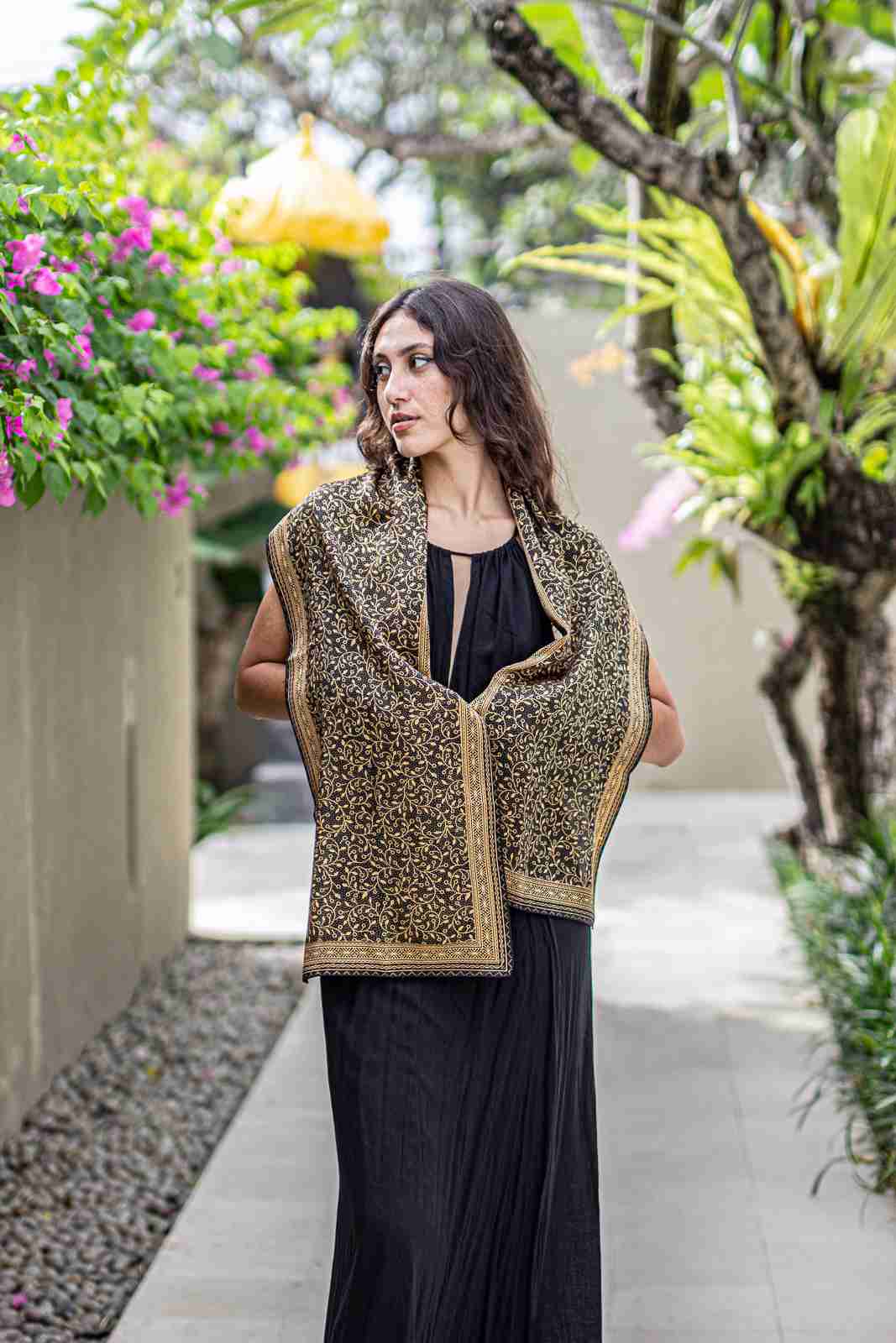 Scarf In Cirebon Black in Model 2nd Pose