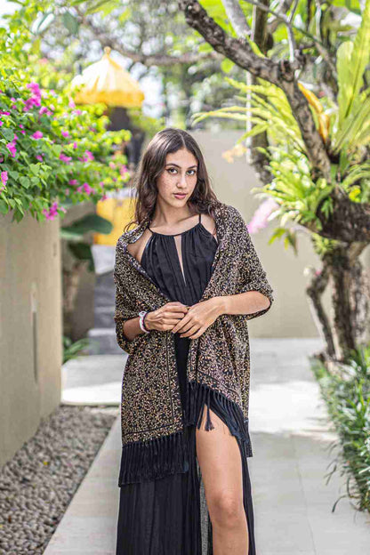 Shawl In Cirebon Black in Model 3rd Pose