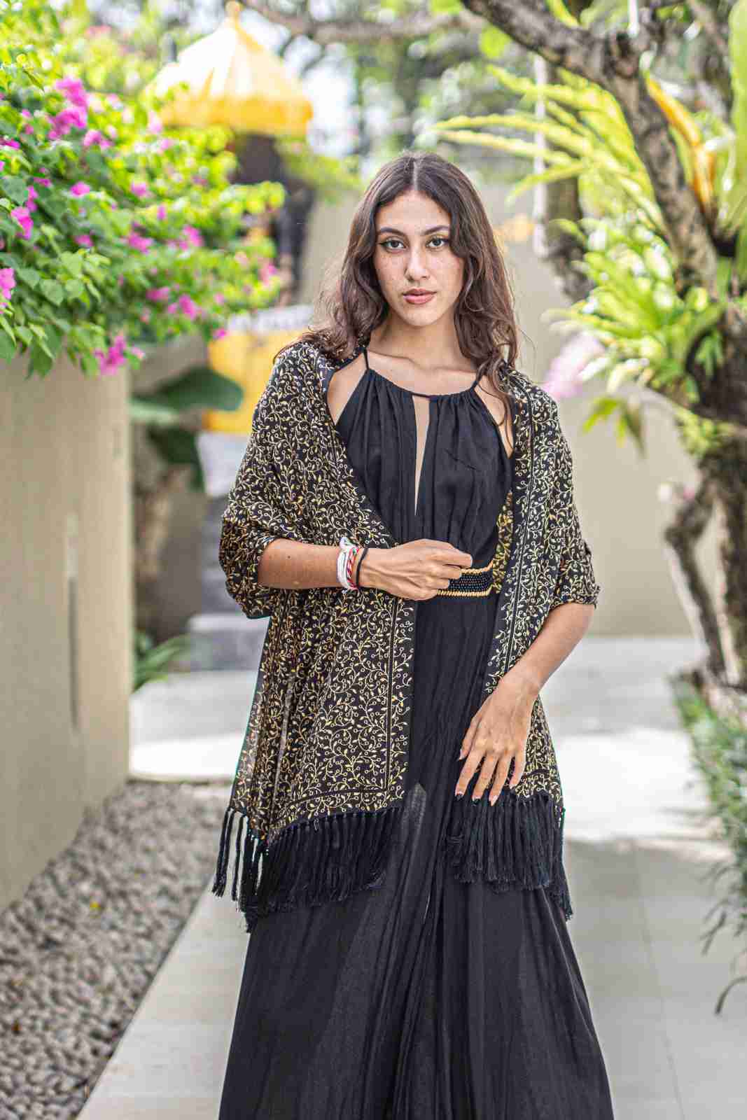 Shawl In Cirebon Black in Model 2nd Pose